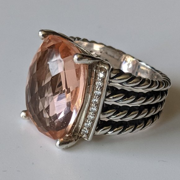 David Yurman Wheaton Morganite & Diamond Ring - Picture 4 of 14